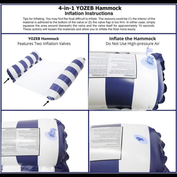 Swimming Pool Float Water Hammock, 4 in 1 Multi-Purpose Inflatable with Air Pump - Picture 3 of 7